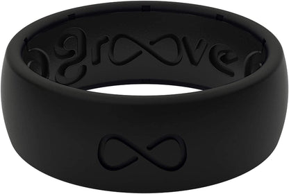 Solid Silicone Ring Breathable Rubber Wedding Rings for Men, Lifetime Coverage, Unique Design, Comfort Fit Ring Black / Black / 12