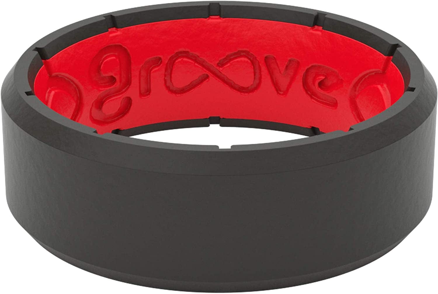 Solid Silicone Ring Breathable Rubber Wedding Rings for Men, Lifetime Coverage, Unique Design, Comfort Fit Ring Edge Black / Red / 10