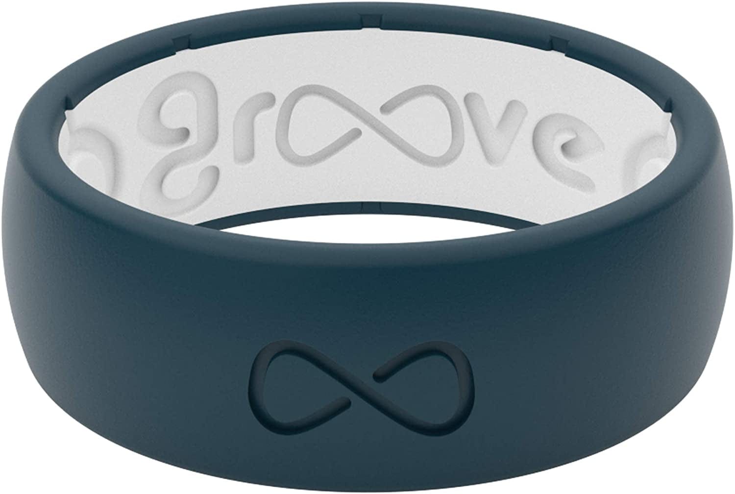 Solid Silicone Ring Breathable Rubber Wedding Rings for Men, Lifetime Coverage, Unique Design, Comfort Fit Ring Anchor / White / 14