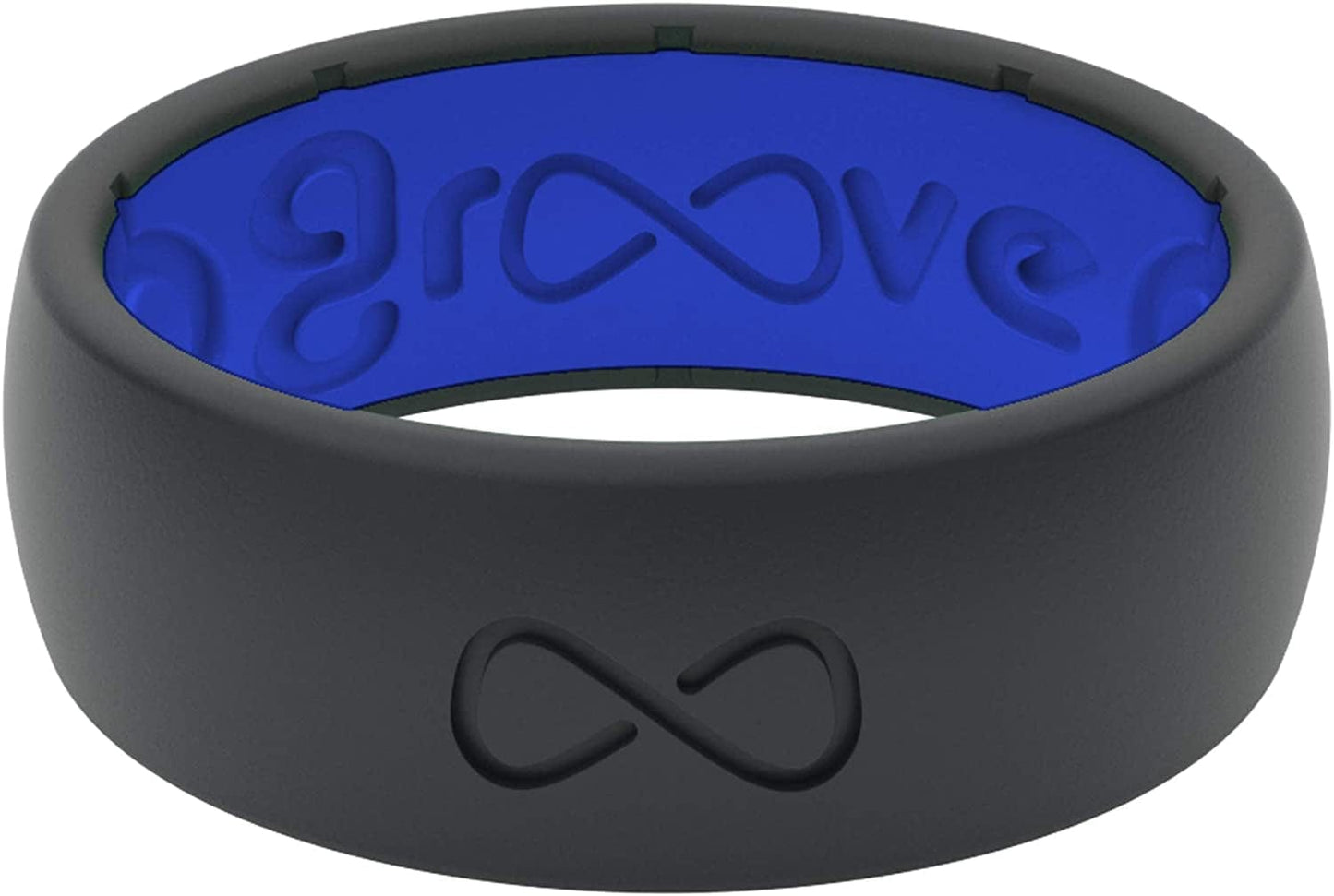 Solid Silicone Ring Breathable Rubber Wedding Rings for Men, Lifetime Coverage, Unique Design, Comfort Fit Ring Black / Deep Blue / 9