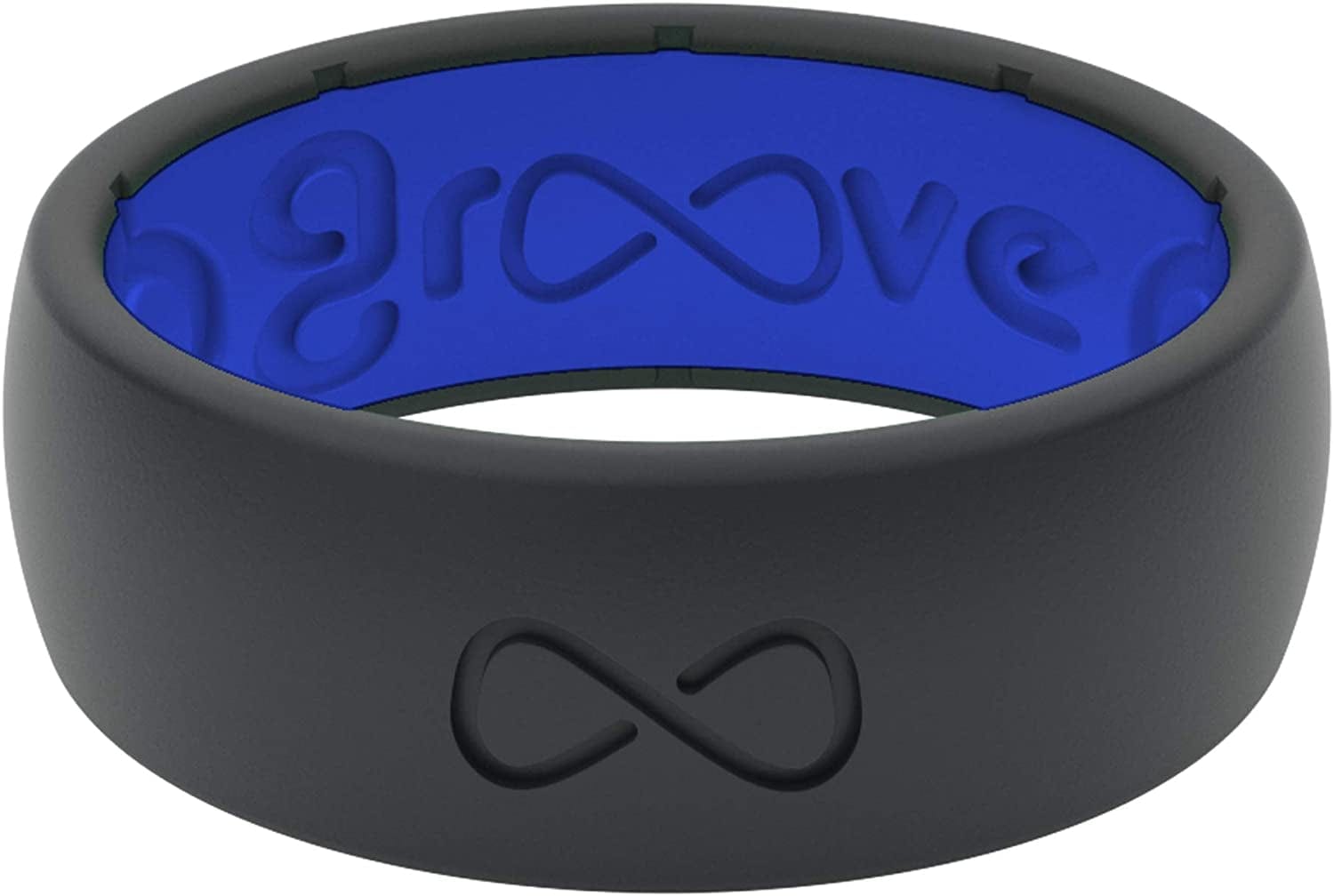 Solid Silicone Ring Breathable Rubber Wedding Rings for Men, Lifetime Coverage, Unique Design, Comfort Fit Ring Black / Deep Blue / 9