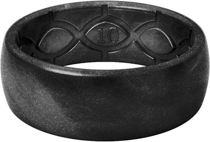 Solid Silicone Ring Breathable Rubber Wedding Rings for Men, Lifetime Coverage, Unique Design, Comfort Fit Ring Black Pearl / 13
