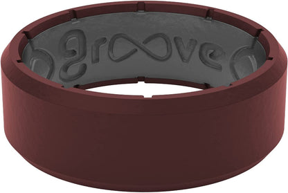 Solid Silicone Ring Breathable Rubber Wedding Rings for Men, Lifetime Coverage, Unique Design, Comfort Fit Ring Edge Crimson / Grey / 12