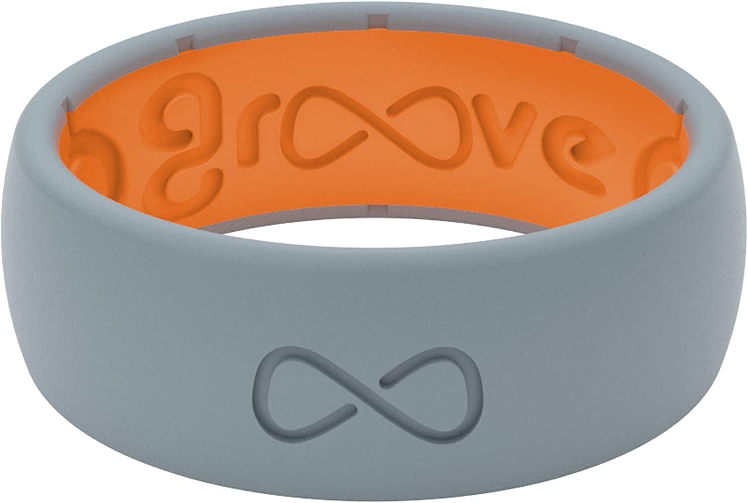 Solid Silicone Ring Breathable Rubber Wedding Rings for Men, Lifetime Coverage, Unique Design, Comfort Fit Ring Storm Grey / Orange / 13