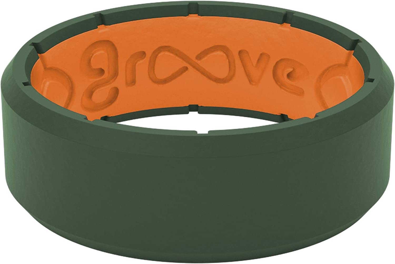 Solid Silicone Ring Breathable Rubber Wedding Rings for Men, Lifetime Coverage, Unique Design, Comfort Fit Ring Edge Moss Green / Orange / 10