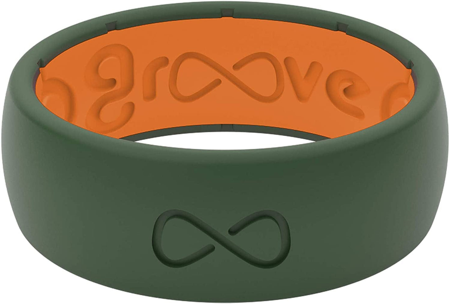 Solid Silicone Ring Breathable Rubber Wedding Rings for Men, Lifetime Coverage, Unique Design, Comfort Fit Ring Moss Green / Orange / 9