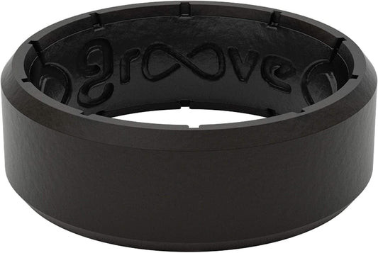 Solid Silicone Ring Breathable Rubber Wedding Rings for Men, Lifetime Coverage, Unique Design, Comfort Fit Ring Edge Black / Black / 10