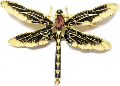 Sollarisy Dragonfly Brooch Pin Enamel Lapel Pin Simulated Crystal Rhinestones Brooch Pin Animal Pin Badge for Women Girls Gift,Red, 4.8*3.4Cm Black
