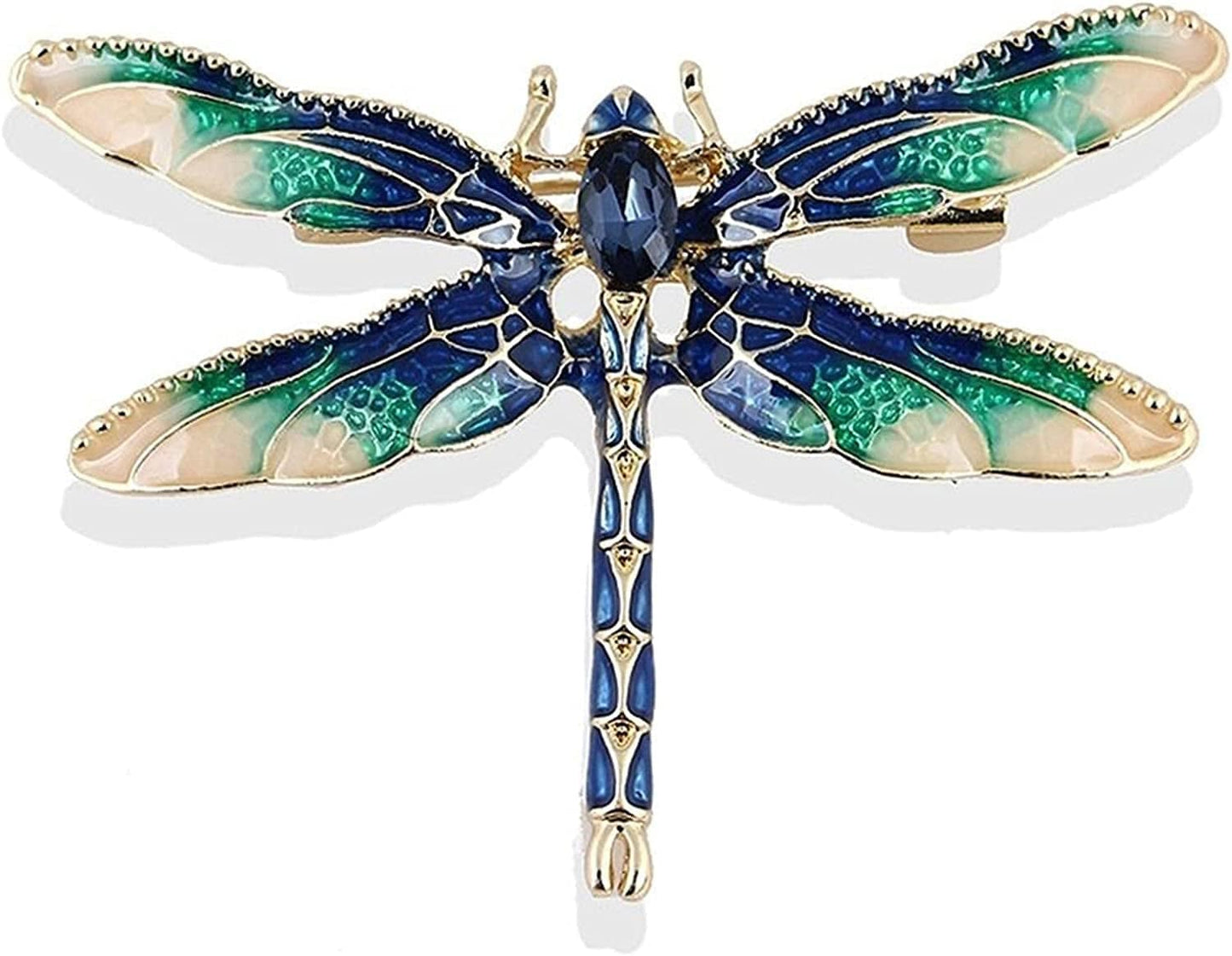 Sollarisy Dragonfly Brooch Pin Enamel Lapel Pin Simulated Crystal Rhinestones Brooch Pin Animal Pin Badge for Women Girls Gift,Red, 4.8*3.4Cm Blue