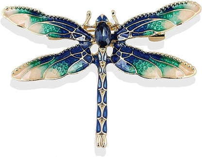 Sollarisy Dragonfly Brooch Pin Enamel Lapel Pin Simulated Crystal Rhinestones Brooch Pin Animal Pin Badge for Women Girls Gift,Red, 4.8*3.4Cm Blue