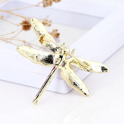 Sollarisy Dragonfly Brooch Pin Enamel Lapel Pin Simulated Crystal Rhinestones Brooch Pin Animal Pin Badge for Women Girls Gift,Red, 4.8*3.4Cm