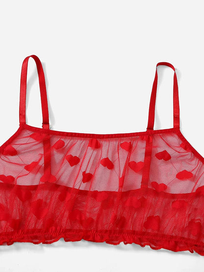 SOLY HUX Women'S Mesh Sheer See through Lingerie Set Sexy Lace Bra and Panty 2 Piece