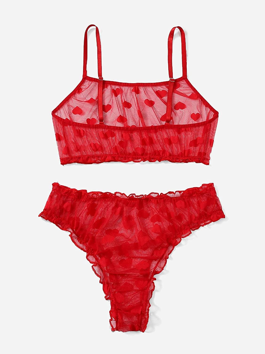 SOLY HUX Women'S Mesh Sheer See through Lingerie Set Sexy Lace Bra and Panty 2 Piece