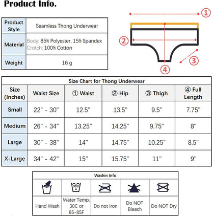 SONTOP BASIC Women'S Underwear Seamless Thong T Back Panty Cotton Breathable Thongs Panties for Women 3-6 Pack