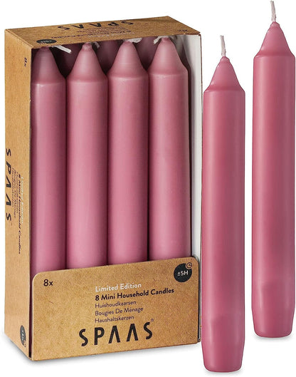 SPAAS Straight Beige Candle Sticks - Pack of 8 6" Long Candles | 5 Hour Long Burning Unscented Candles for Emergency Candles, Chime Candles, Table Candles for Wedding, and Home Decoration Rose Blush