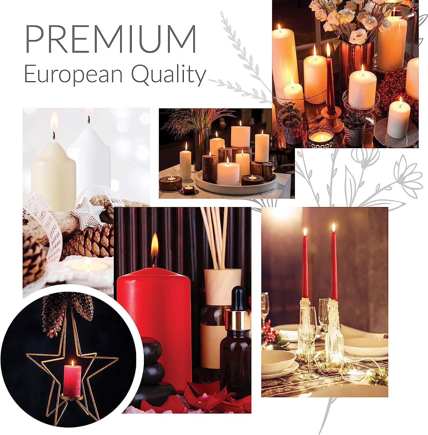 SPAAS Straight Beige Candle Sticks - Pack of 8 6" Long Candles | 5 Hour Long Burning Unscented Candles for Emergency Candles, Chime Candles, Table Candles for Wedding, and Home Decoration