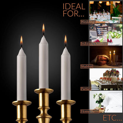 SPAAS Straight Beige Candle Sticks - Pack of 8 6" Long Candles | 5 Hour Long Burning Unscented Candles for Emergency Candles, Chime Candles, Table Candles for Wedding, and Home Decoration