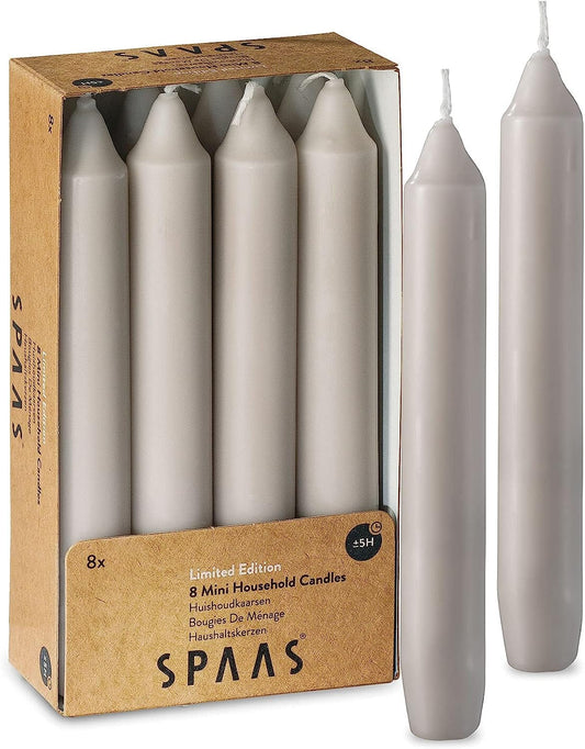 SPAAS Straight Beige Candle Sticks - Pack of 8 6" Long Candles | 5 Hour Long Burning Unscented Candles for Emergency Candles, Chime Candles, Table Candles for Wedding, and Home Decoration Beige