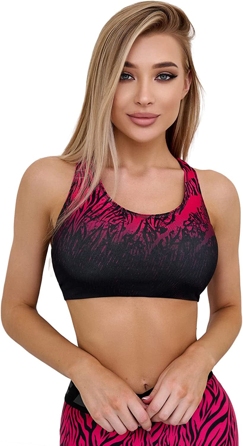 Sport Bras for Women - High Impact Sports Bras for Women - Designed for Gym, Workout, Running and Fitness Muscletop Tiger Lily Acid Pink / Large