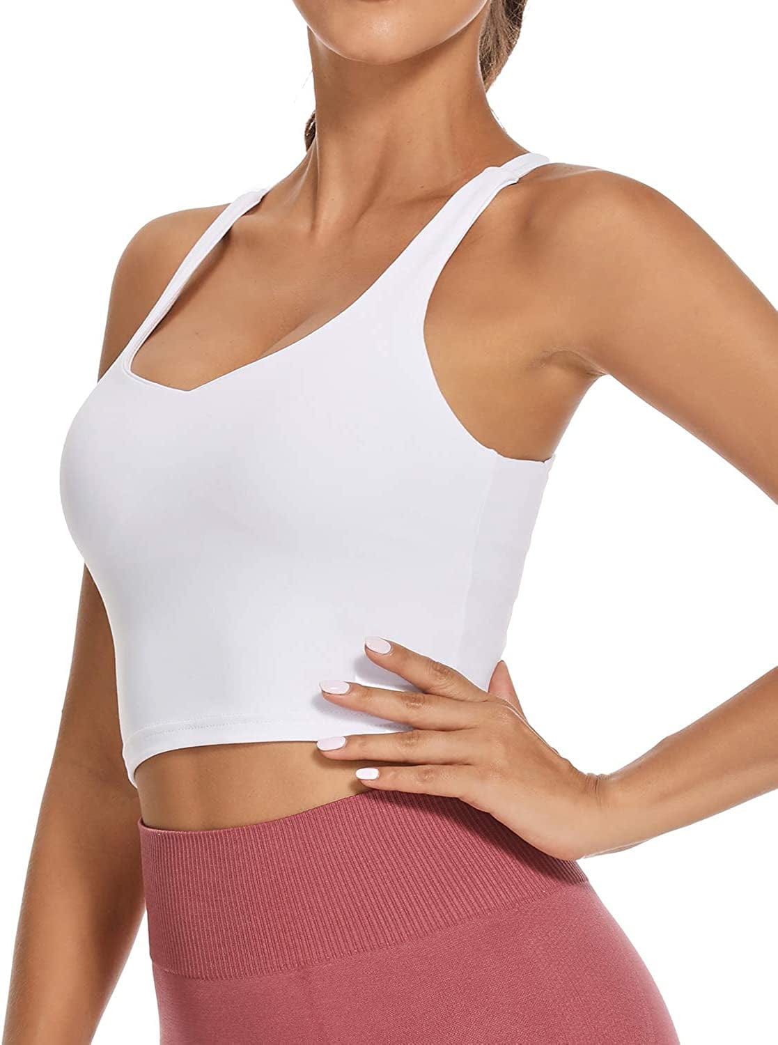 Sports Bra for Women Crop Tops Strappy Back Women Tank Tops Bulid in Bra Workout Light Support Yoga Bra Gym