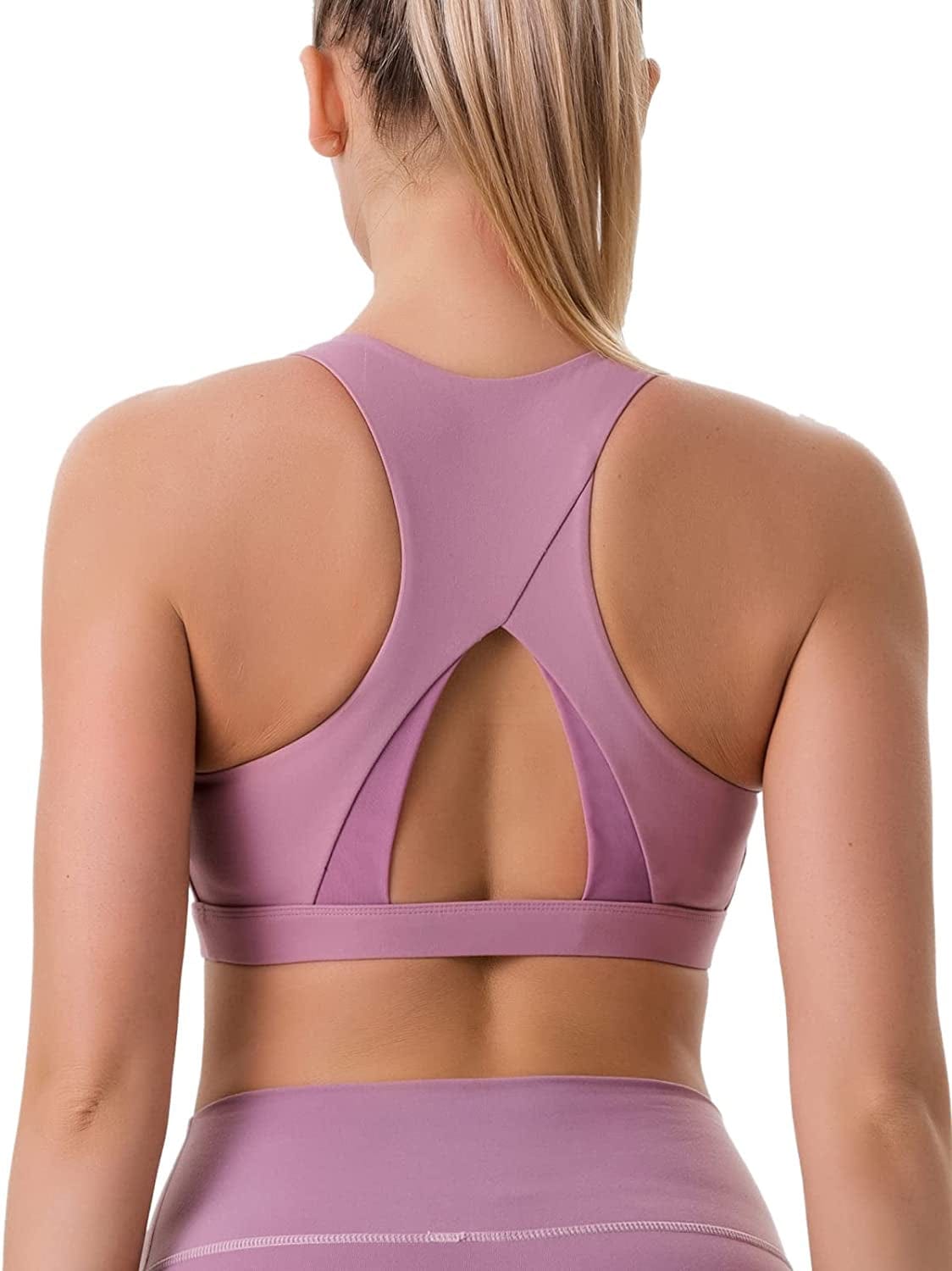 Sports Bra for Women,High Impact Large Bust Padded Sports Bra Fitness Workout Running Yoga Tank Tops Purple / Medium