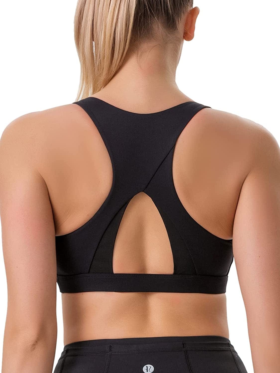 Sports Bra for Women,High Impact Large Bust Padded Sports Bra Fitness Workout Running Yoga Tank Tops Black / Medium