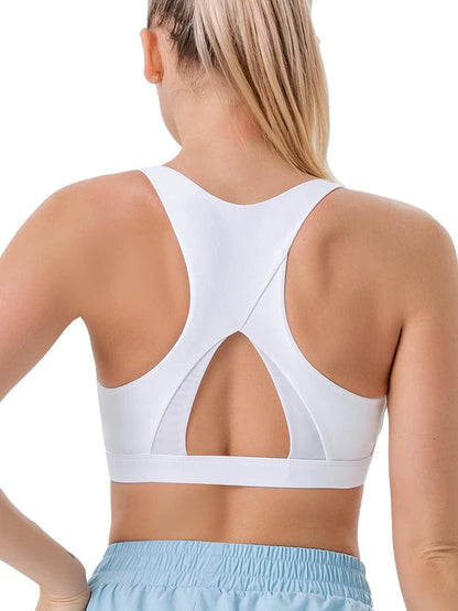 Sports Bra for Women,High Impact Large Bust Padded Sports Bra Fitness Workout Running Yoga Tank Tops White / Large