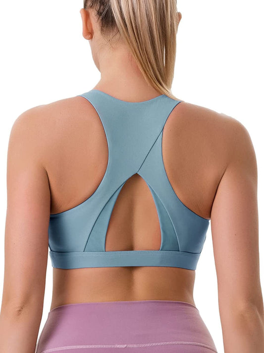 Sports Bra for Women,High Impact Large Bust Padded Sports Bra Fitness Workout Running Yoga Tank Tops Blue / Medium