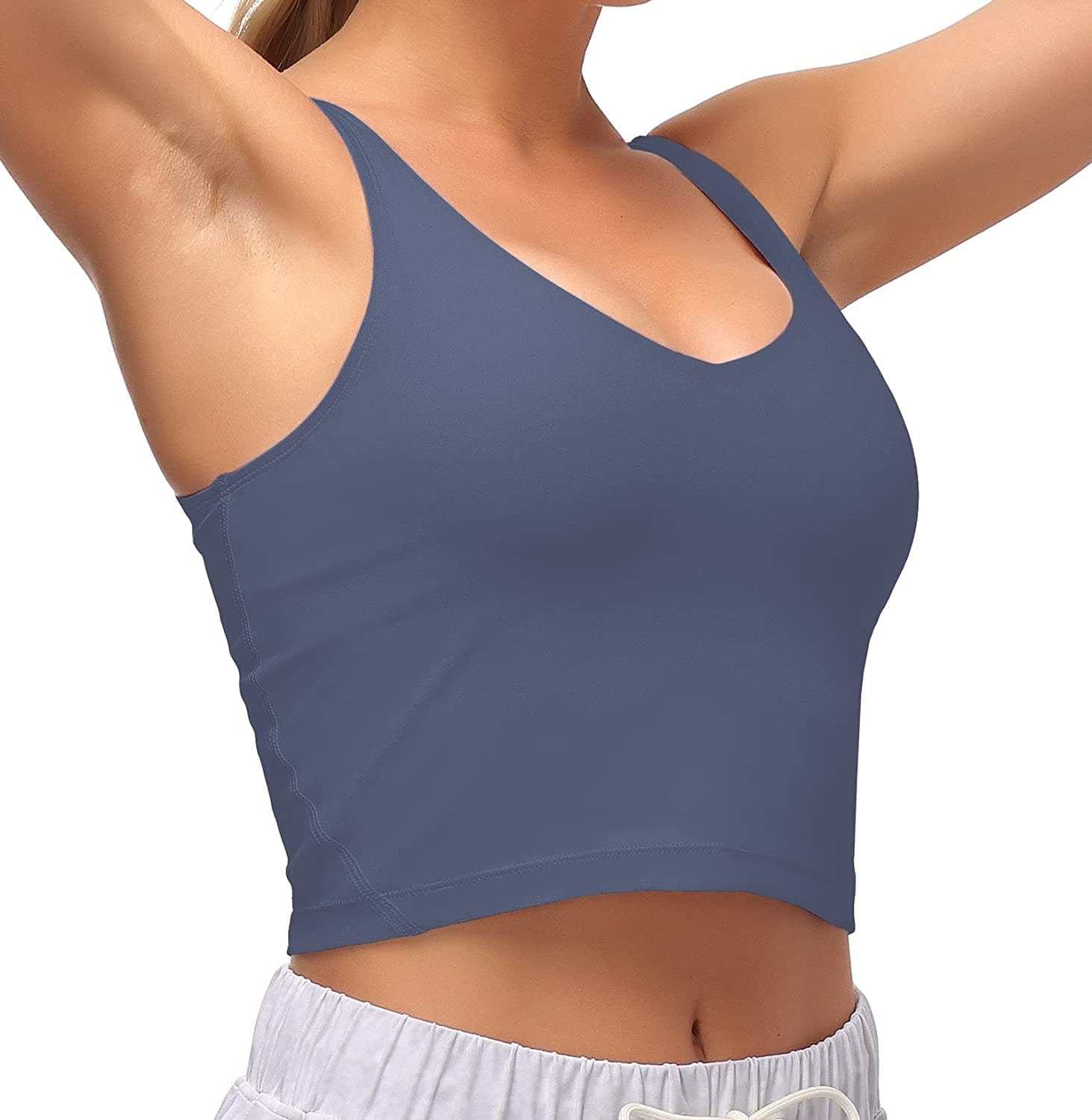 Sports Bra for Women Longline Padded Bra Yoga Crop Tank Tops Fitness Workout Running Top Ink Blue / X-Small