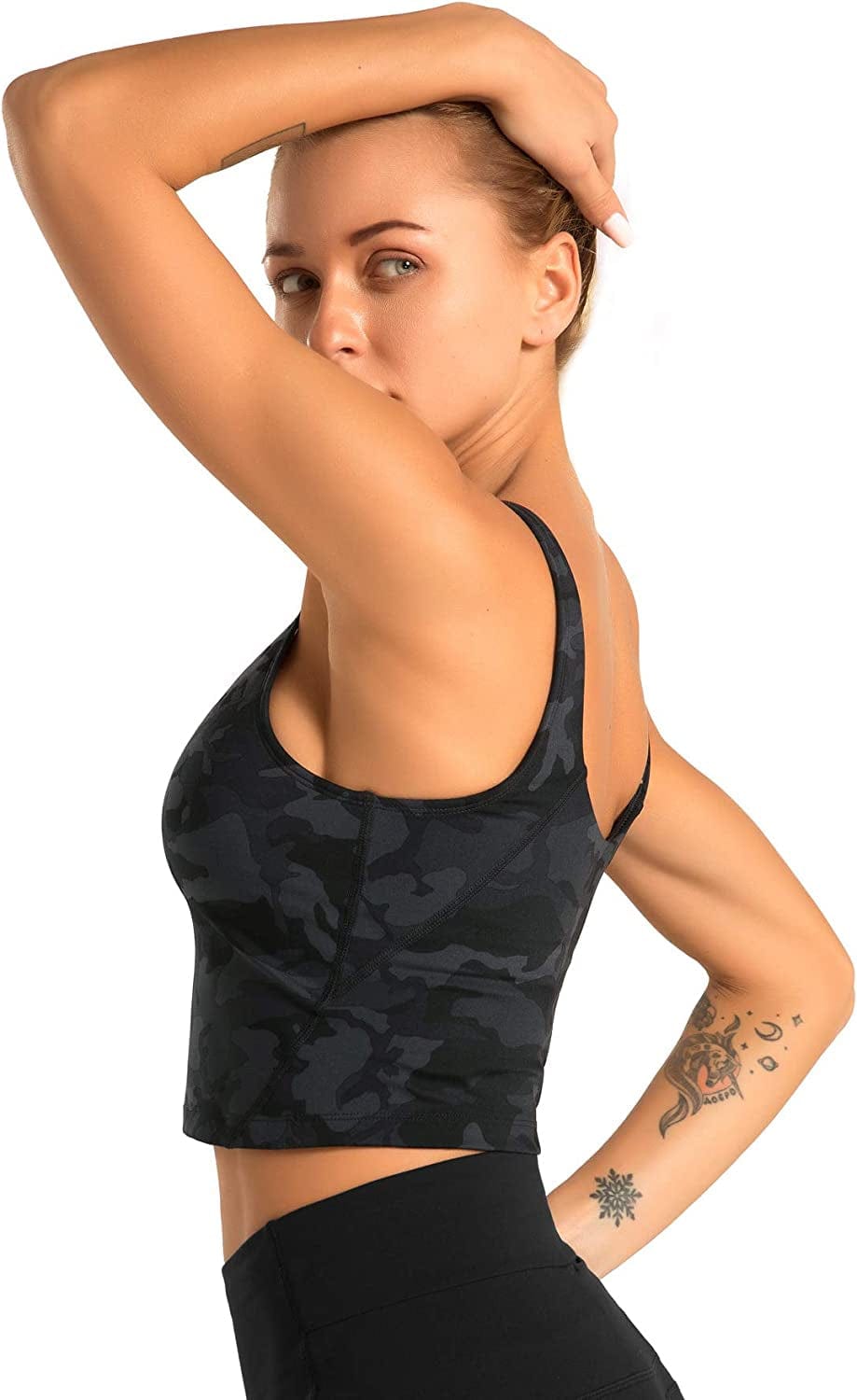 Sports Bra for Women Longline Padded Bra Yoga Crop Tank Tops Fitness Workout Running Top