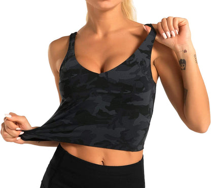 Sports Bra for Women Longline Padded Bra Yoga Crop Tank Tops Fitness Workout Running Top