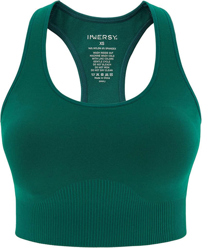Sports Bra for Women Padded Mid-Impact Racerback Workout Bras Wirefree Yoga Tops Green / XX-Large