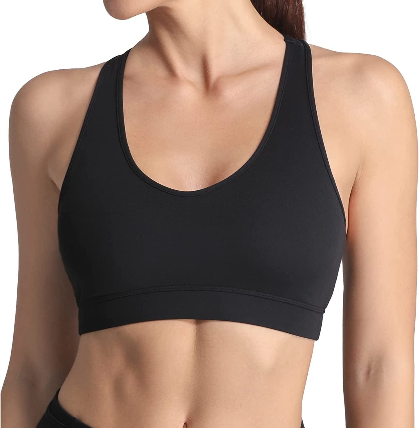 Sports Bra for Women with Removable Cups Workout Racerback Padded Sports Bras Medium Support A-C Cup Black / X-Large