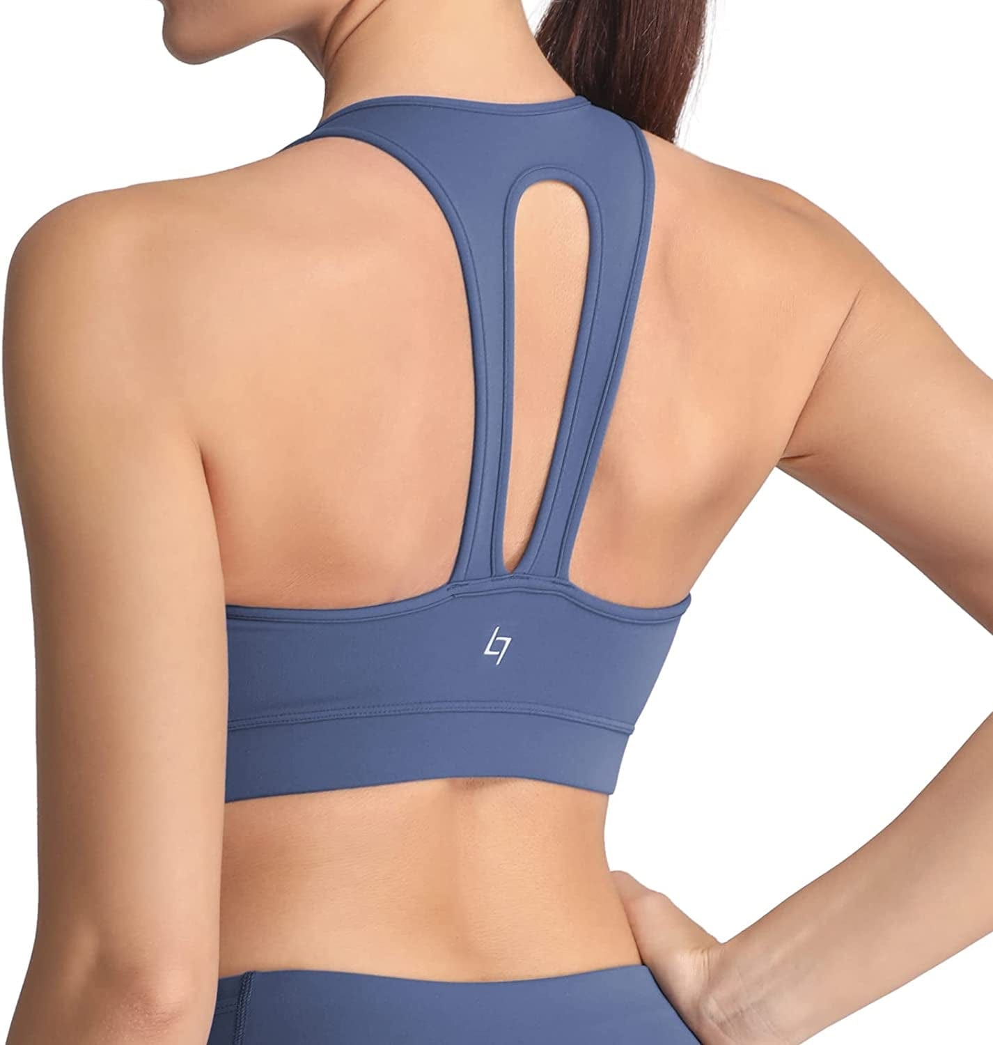 Sports Bra for Women with Removable Cups Workout Racerback Padded Sports Bras Medium Support A-C Cup Blue / Medium