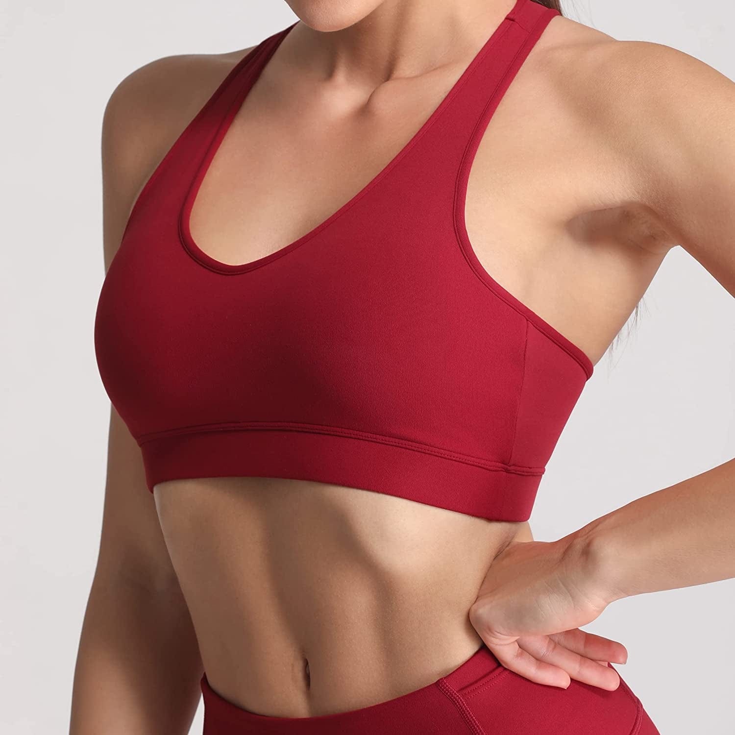 Sports Bra for Women with Removable Cups Workout Racerback Padded Sports Bras Medium Support A-C Cup
