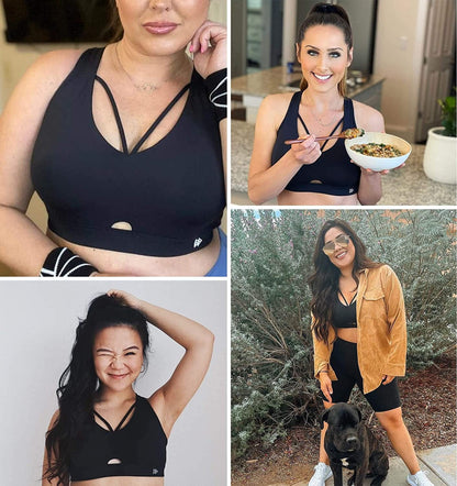 Sports Bra High Impact - Strappy Criss Cross Sports Bra Full Support for plus Size Fitness Gym