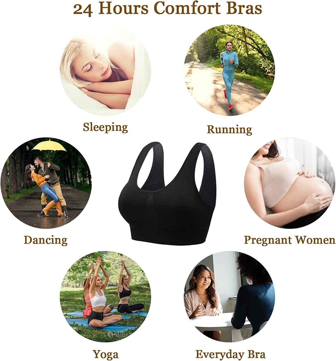 Sports Bras, Comfort Bras for Women, Seamless, Underwireless, Sleep Yoga Bras with Removable Pads