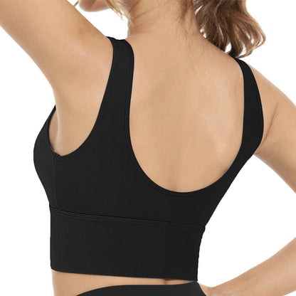 Sports Bras for Women Comfortable Longline Wireless Bras Padded Tank Top Workout Gym Yoga U-black / X-Large