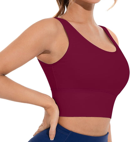 Sports Bras for Women Comfortable Longline Wireless Bras Padded Tank Top Workout Gym Yoga