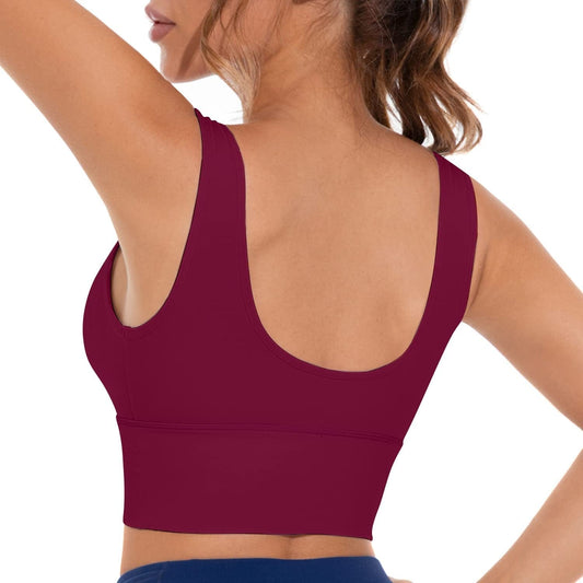 Sports Bras for Women Comfortable Longline Wireless Bras Padded Tank Top Workout Gym Yoga U-redwine / Large