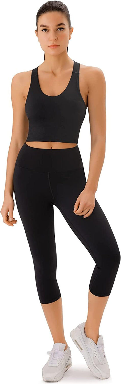 Sports Bras for Women Criss-Cross Back Padded Workout Tank Tops Medium Support Crop Tops for Women