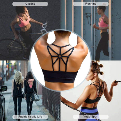 Sports Bras for Women Cross Back Padded Sports Bra Medium Support Workout Running Yoga Bra