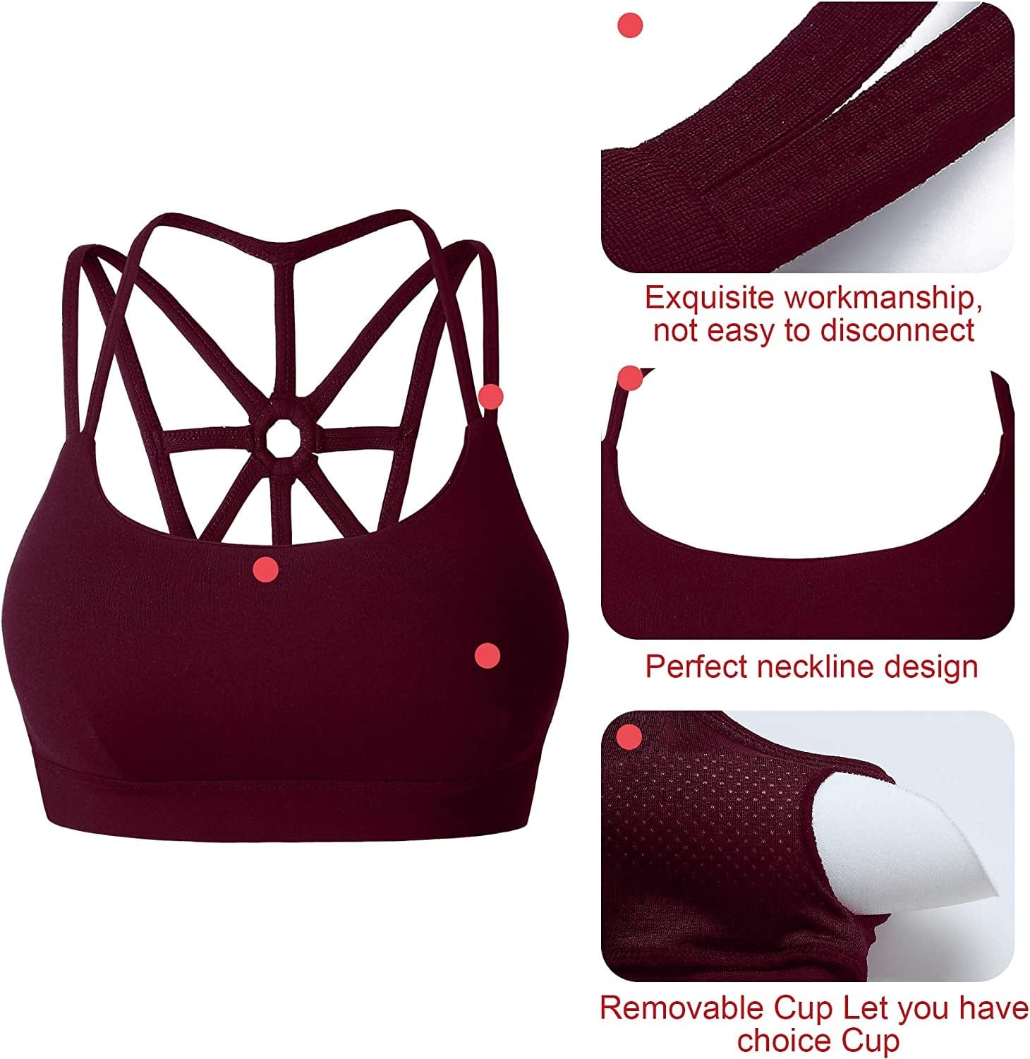 Sports Bras for Women Cross Back Padded Sports Bra Medium Support Workout Running Yoga Bra