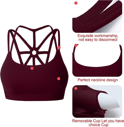 Sports Bras for Women Cross Back Padded Sports Bra Medium Support Workout Running Yoga Bra