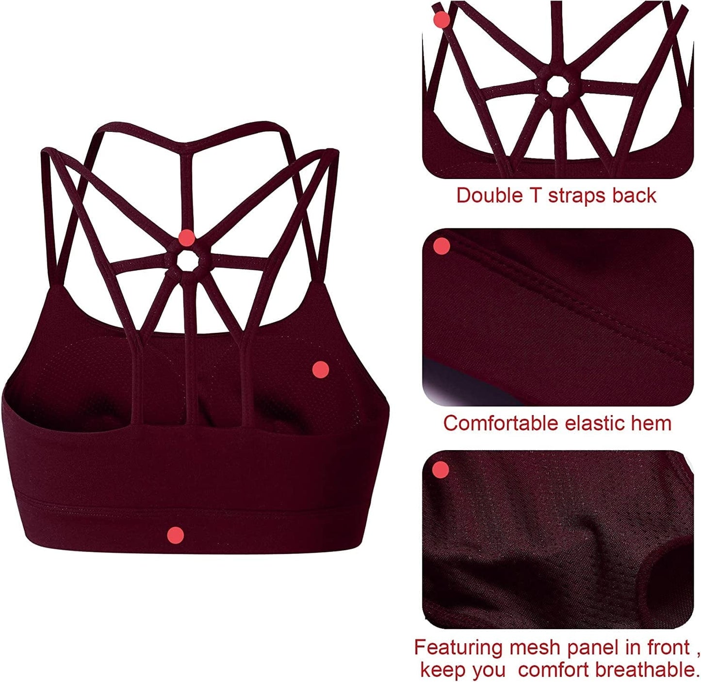 Sports Bras for Women Cross Back Padded Sports Bra Medium Support Workout Running Yoga Bra