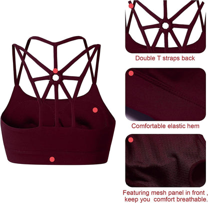 Sports Bras for Women Cross Back Padded Sports Bra Medium Support Workout Running Yoga Bra
