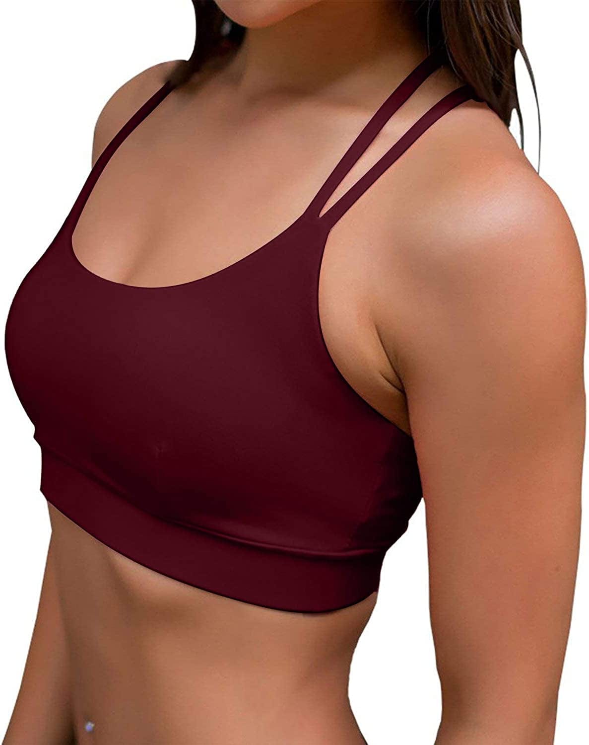 Sports Bras for Women Cross Back Padded Sports Bra Medium Support Workout Running Yoga Bra