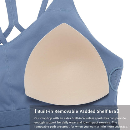 Sports Bras for Women Longline Padded Yoga Camisole Crop Tank Top with Built-In Sports Bra