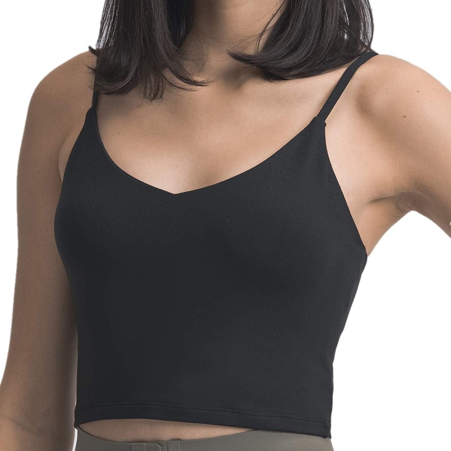 Sports Bras for Women Longline Padded Yoga Tank Tops Workout Fitness Running Crop Tops V- Black / Medium