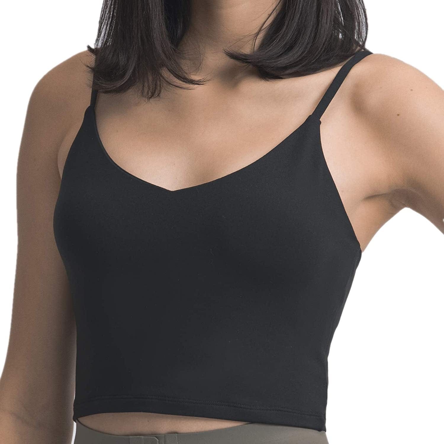 Sports Bras for Women Longline Padded Yoga Tank Tops Workout Fitness Running Crop Tops V- Black / Medium